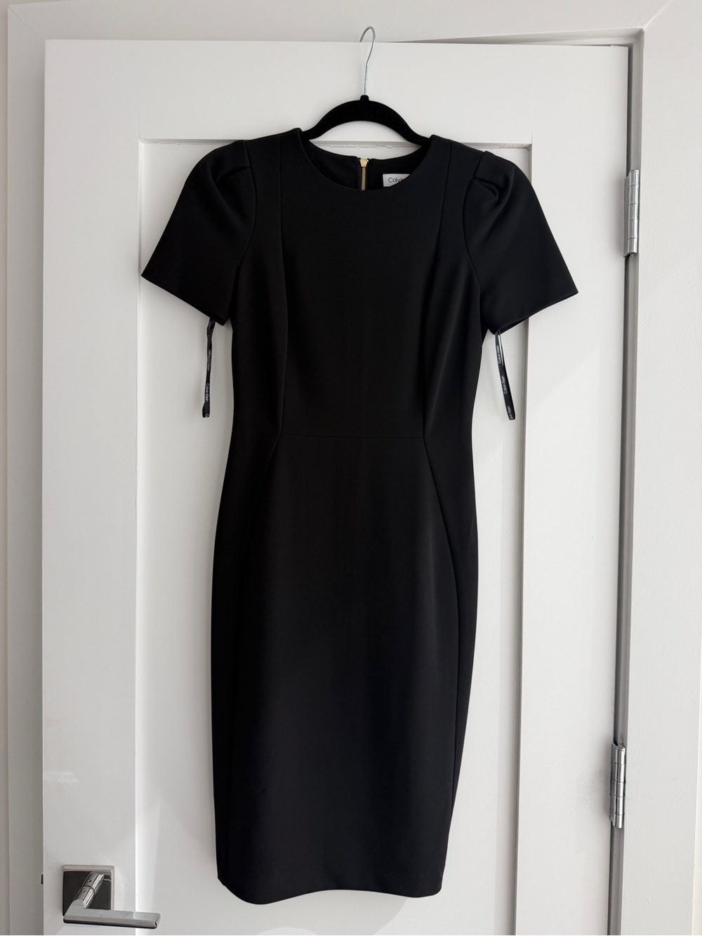 Calvin Klein Black Short-Sleeve Midi Sheath Dress